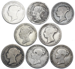 1839 - 1866 Sixpences Lot (8 Coins) - Victoria British Silver Coins