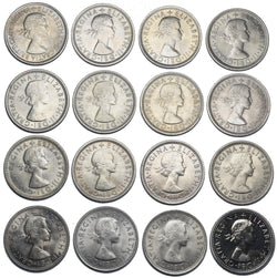 1953 - 1970 High Grade British Elizabeth II Sixpences Lot (16 Coins) - Date Run