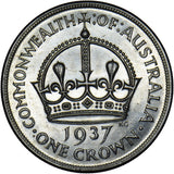 1937 Australia Crown - George VI Silver Coin - Superb