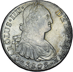 1808 Bolivia 8 Reales - Charles IV Silver Coin - Nice