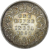 1892 B India Rupee - Victoria Silver Coin - Very Nice