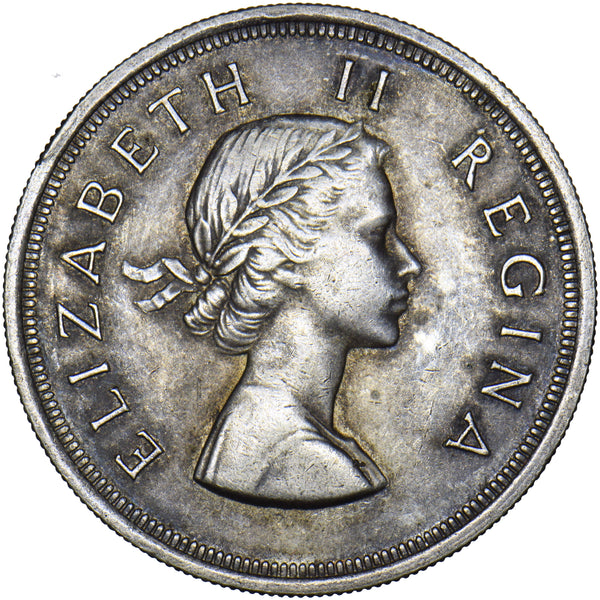 1953 South Africa 5 Shillings (Crown) - Elizabeth II Silver Coin - Very Nice