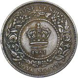 1861 Canada Nova Scotia 1 Cent - Victoria Bronze Coin - Nice