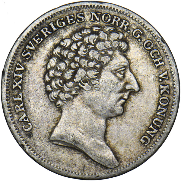 1832 Sweden 1/4 Riksdaler - Carl XIV Johan Silver Coin - Nice