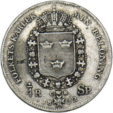 1832 Sweden 1/4 Riksdaler - Carl XIV Johan Silver Coin - Nice