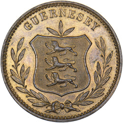 1889 Guernsey 8 Doubles - Bronze Coin - Very Nice
