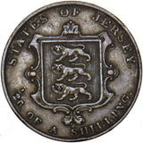 1851 Jersey 1/26th Shilling - Victoria Copper Coin - Nice