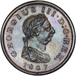 1807 Penny - George III British Copper Coin - Superb