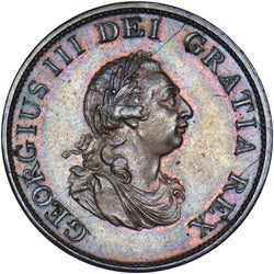 1799 Halfpenny - George III British Copper Coin - Very Nice