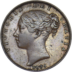 1839 Farthing - Victoria British Copper Coin - Nice