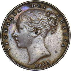 1859 Farthing - Victoria British Copper Coin - Nice