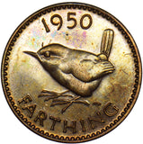 1950 Proof Farthing - George VI British Bronze Coin - Superb