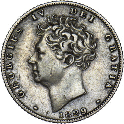 1829 Sixpence - George IV British Silver Coin - Nice