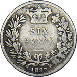 1837 Sixpence - William IV British Silver Coin