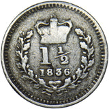 1836 Threehalfpence - William IV British Silver Coin