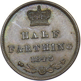 1843 Half Farthing - Victoria British Copper Coin - Very Nice