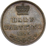 1843 Half Farthing - Victoria British Copper Coin - Very Nice