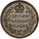 1902 Third Farthing - Edward VII British Bronze Coin - Very Nice