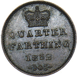 1852 Quarter Farthing - Victoria British Copper Coin - Very Nice