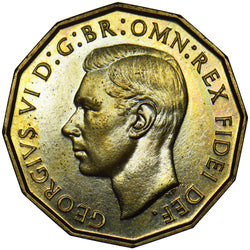 1950 Proof Brass Threepence - George VI British Coin - Superb