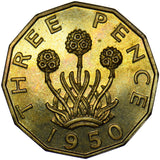 1950 Proof Brass Threepence - George VI British Coin - Superb