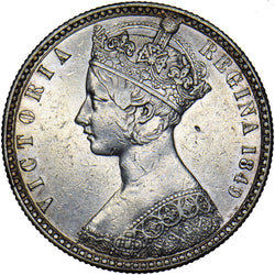 1849 Godless Florin - Victoria British Silver Coin - Nice