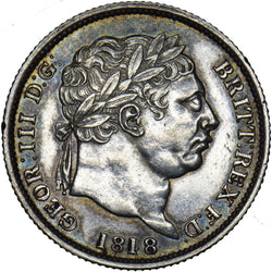1818 Shilling - George III British Silver Coin - Very Nice