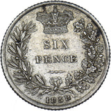 1858 Sixpence - Victoria British Silver Coin - Very Nice