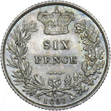 1867 Sixpence - Victoria British Silver Coin - Very Nice