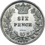 1878 Sixpence - Victoria British Silver Coin - Very Nice