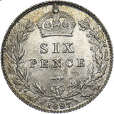 1897 Sixpence - Victoria British Silver Coin - Superb