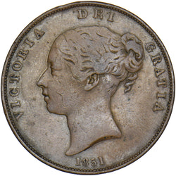 1851 Penny - Victoria British Copper Coin