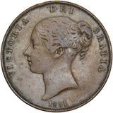 1851 Penny - Victoria British Copper Coin