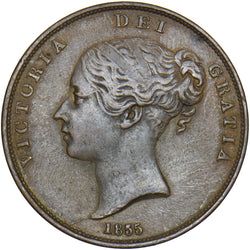 1855 Penny - Victoria British Copper Coin - Nice