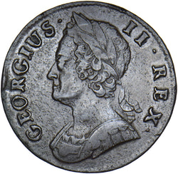 1745 Halfpenny - George II British Copper Coin - Nice
