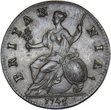 1746 Halfpenny - George II British Copper Coin - Very Nice