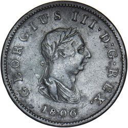 1806 Halfpenny - George III British Copper Coin - Nice