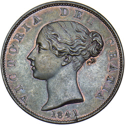 1841 Halfpenny - Victoria British Copper Coin - Very Nice