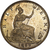 1889 Halfpenny - Victoria British Bronze Coin - Superb