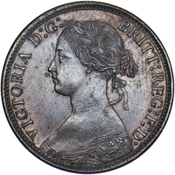 1868 Farthing - Victoria British Bronze Coin - Very Nice