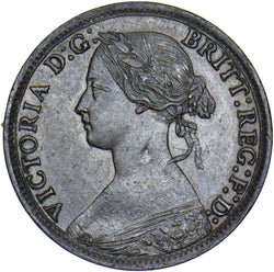 1869 Farthing - Victoria British Bronze Coin - Very Nice