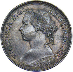 1875 H Farthing - Victoria British Bronze Coin - Very Nice