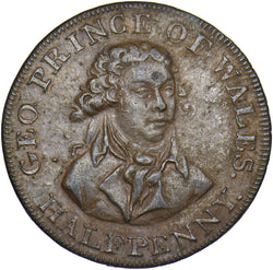 1790s London Prince Of Wales Halfpenny Token - Middlesex D&H 953a