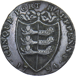 1794 Faversham Ship Halfpenny Token - Kent D&H 20