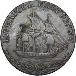 1791 Liverpool Ship Halfpenny Token - Lancashire D&H 70
