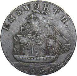 1793 Emsworth Ship Halfpenny Token - Hampshire D&H 9