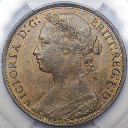1877 Penny (PCGS MS63 RB) - Victoria British Bronze Coin - Superb