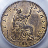 1887 Halfpenny (CGS UNC 82) - Victoria British Bronze Coin - Superb