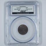 1862 Farthing (CGS UNC 82) - Victoria British Bronze Coin - Superb