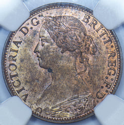 1873 Farthing (NGC MS62 RB) - Victoria British Bronze Coin - Superb